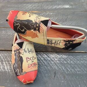 BOBS Black Cats Skechers Flats Women's Size 8 Slip-On Shoes Memory Foam RARE